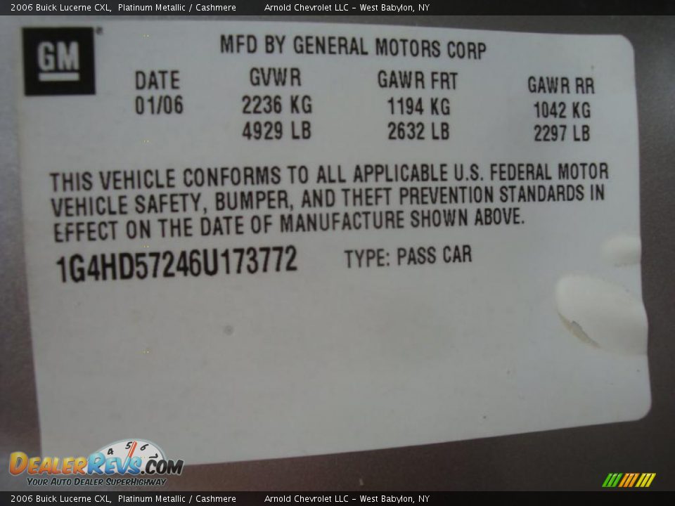 2006 Buick Lucerne CXL Platinum Metallic / Cashmere Photo #16