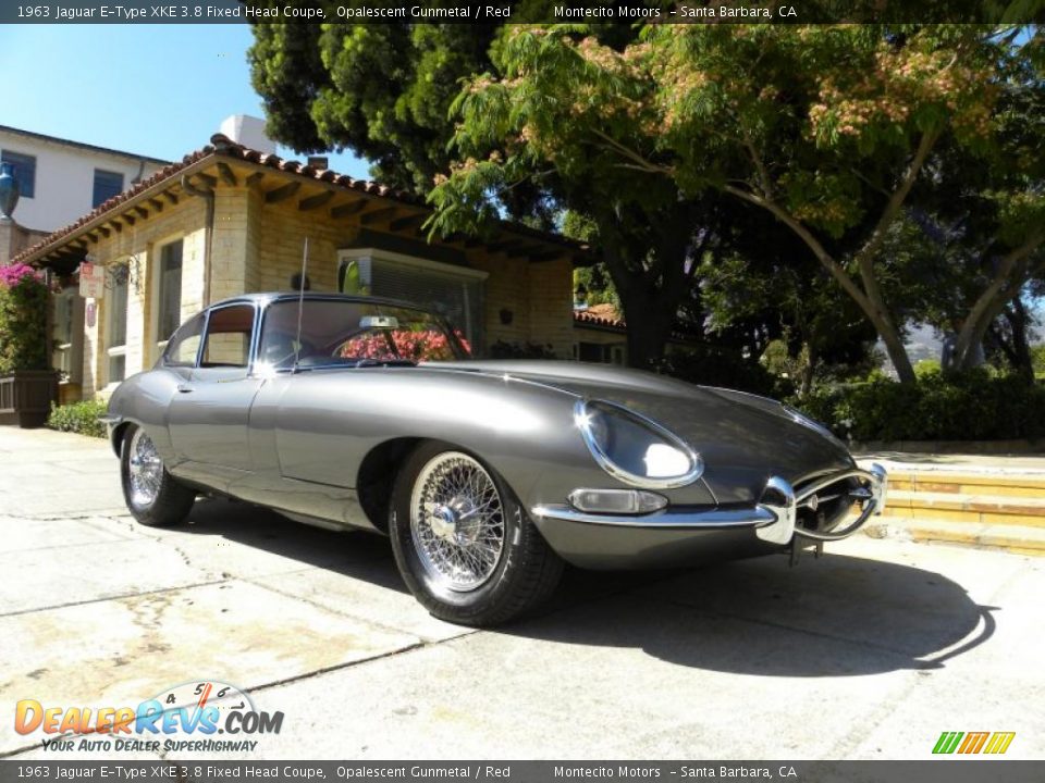 1963 Jaguar E-Type XKE 3.8 Fixed Head Coupe Opalescent Gunmetal / Red Photo #4