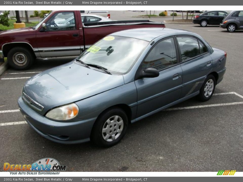 2001 Kia Rio Sedan Steel Blue Metallic / Gray Photo #1