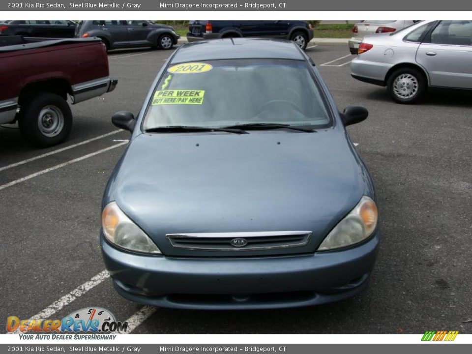 2001 Kia Rio Sedan Steel Blue Metallic / Gray Photo #2