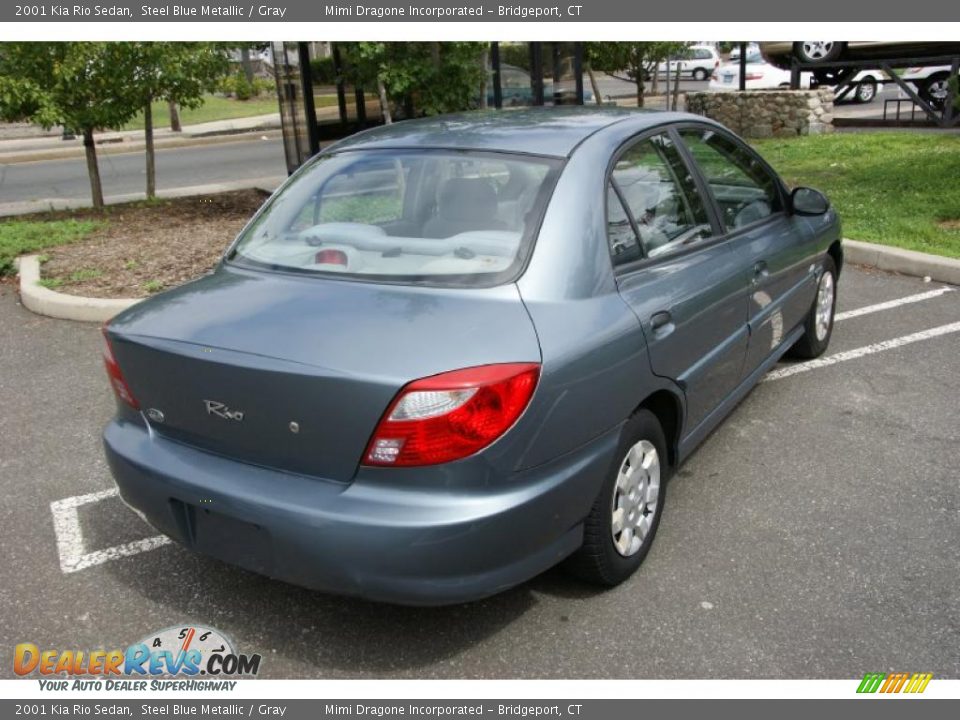 2001 Kia Rio Sedan Steel Blue Metallic / Gray Photo #4