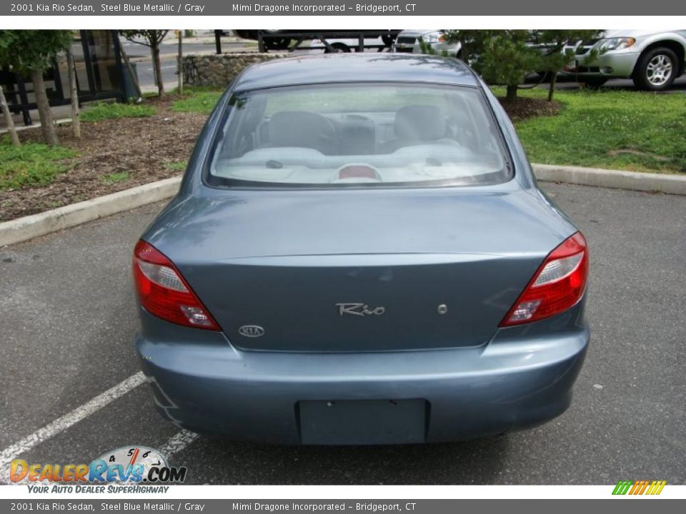 2001 Kia Rio Sedan Steel Blue Metallic / Gray Photo #5