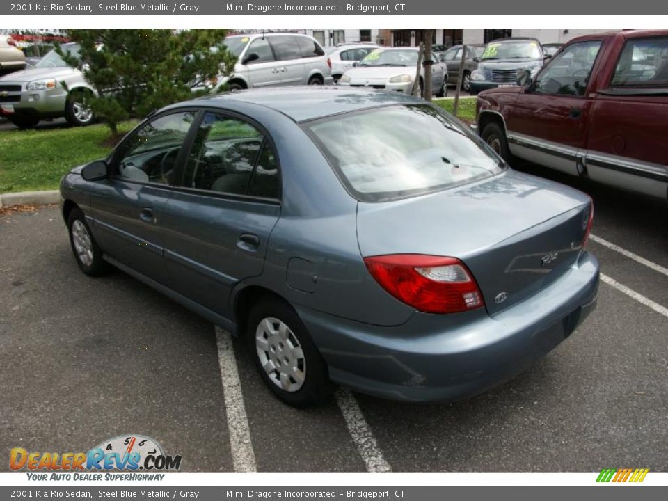 2001 Kia Rio Sedan Steel Blue Metallic / Gray Photo #6