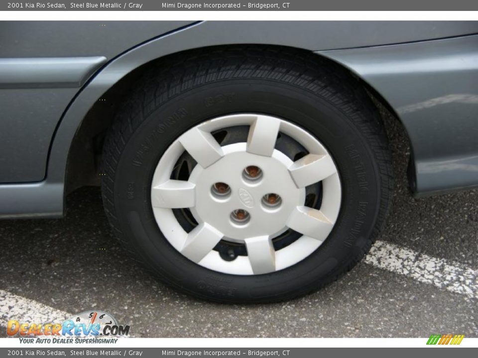 2001 Kia Rio Sedan Steel Blue Metallic / Gray Photo #7