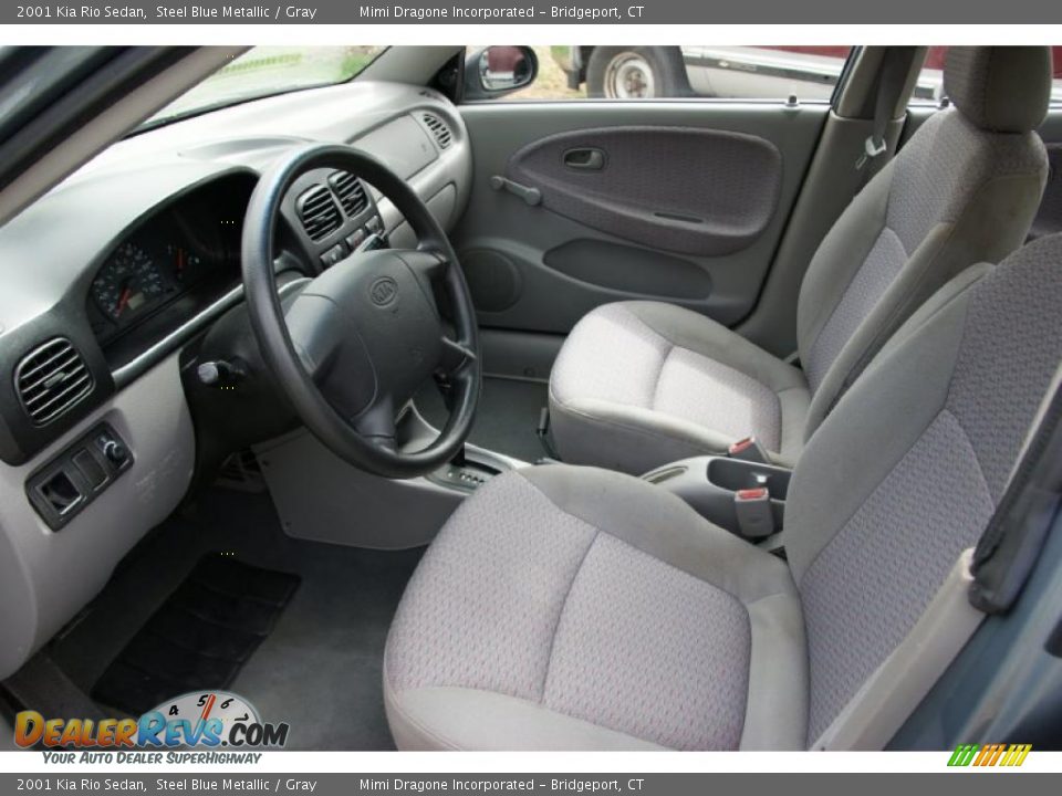 2001 Kia Rio Sedan Steel Blue Metallic / Gray Photo #8