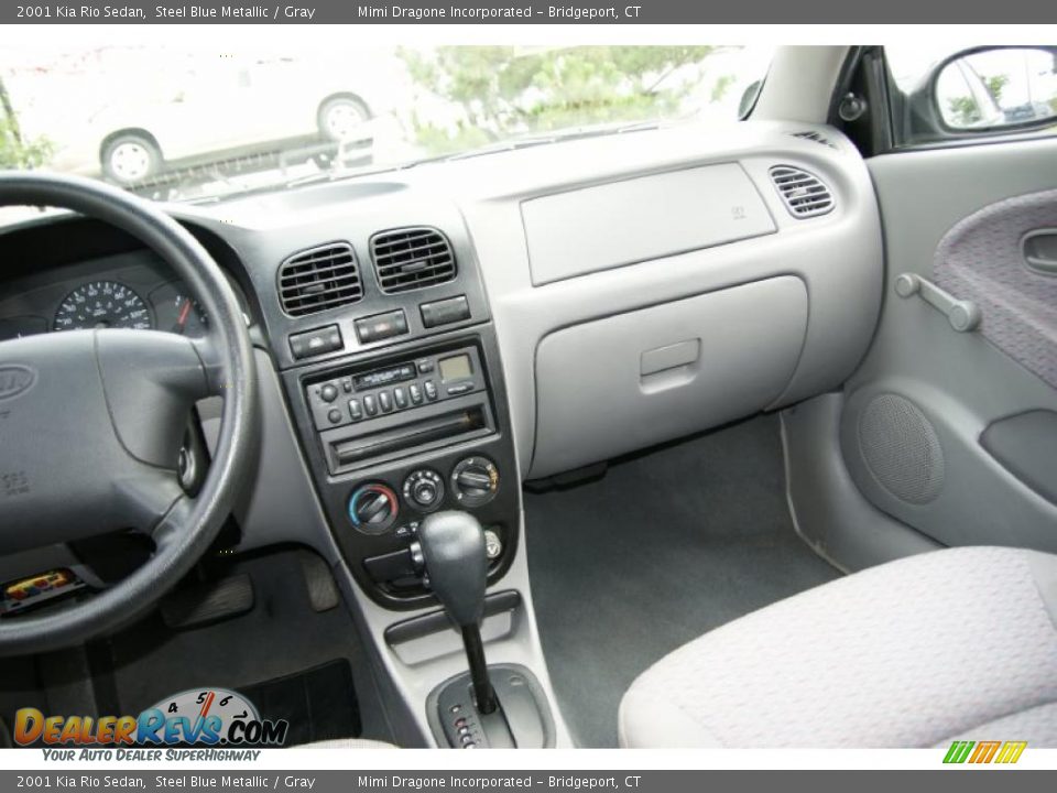 2001 Kia Rio Sedan Steel Blue Metallic / Gray Photo #11