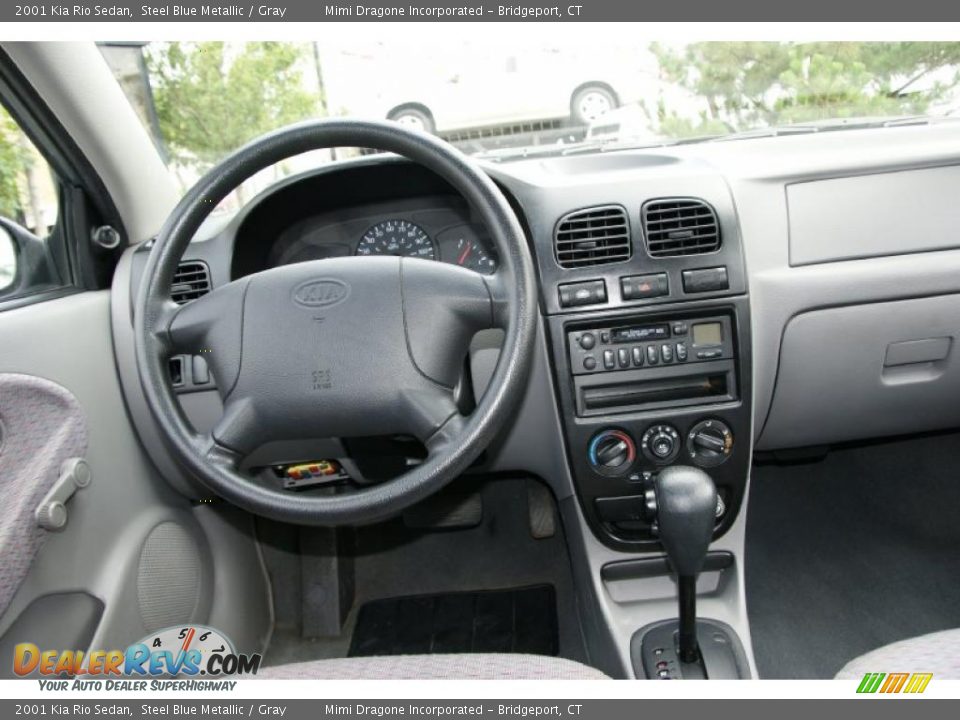 2001 Kia Rio Sedan Steel Blue Metallic / Gray Photo #12