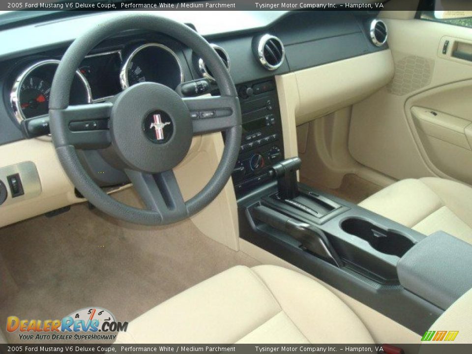 2005 Ford Mustang V6 Deluxe Coupe Performance White / Medium Parchment Photo #13