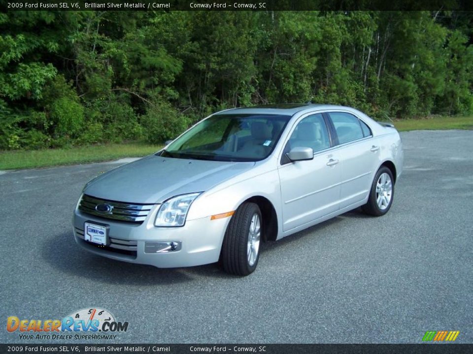 2009 Ford Fusion SEL V6 Brilliant Silver Metallic / Camel Photo #1