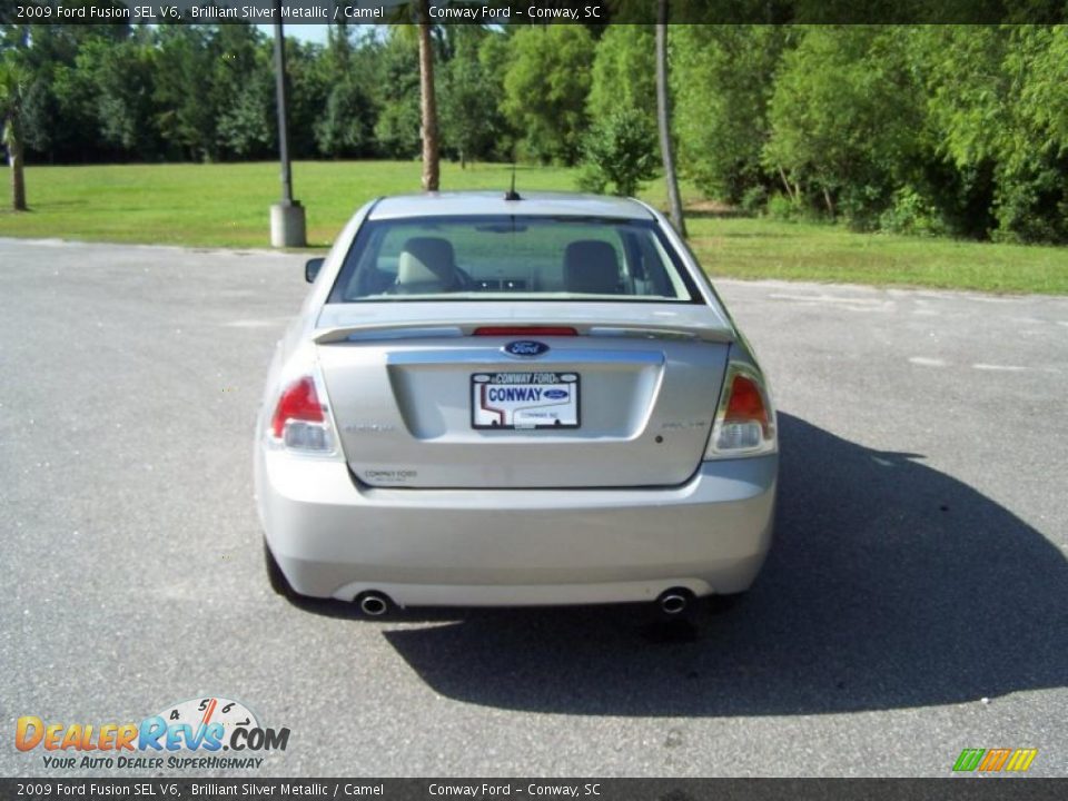 2009 Ford Fusion SEL V6 Brilliant Silver Metallic / Camel Photo #6