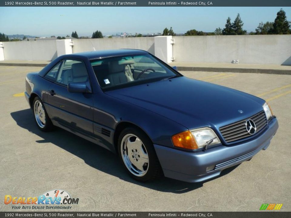 1992 Mercedes-Benz SL 500 Roadster Nautical Blue Metallic / Parchment Photo #1