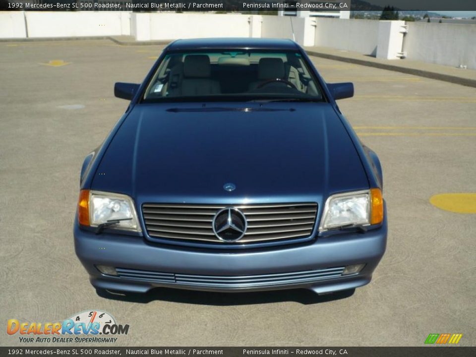 1992 Mercedes-Benz SL 500 Roadster Nautical Blue Metallic / Parchment Photo #2