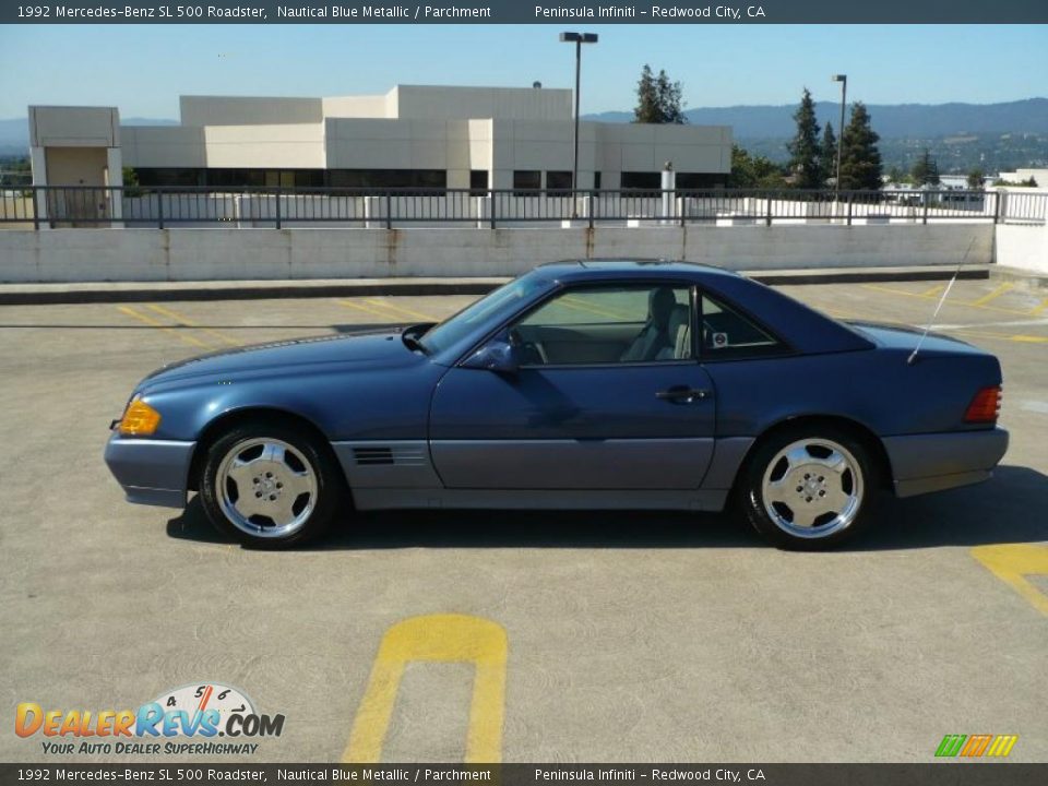 1992 Mercedes-Benz SL 500 Roadster Nautical Blue Metallic / Parchment Photo #4