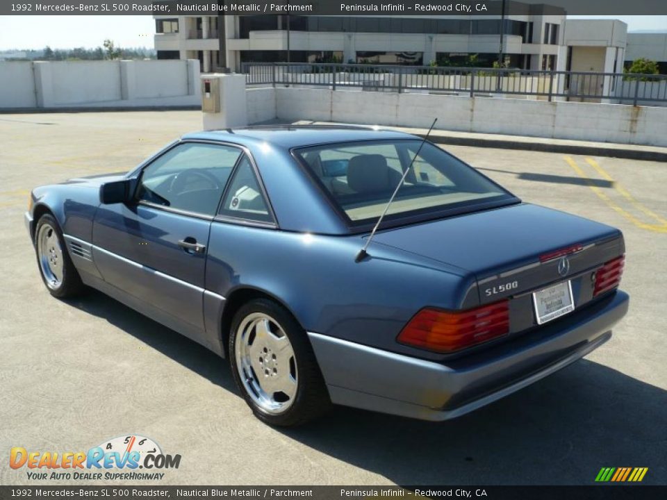 1992 Mercedes-Benz SL 500 Roadster Nautical Blue Metallic / Parchment Photo #5