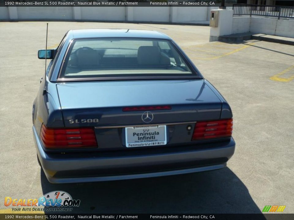 1992 Mercedes-Benz SL 500 Roadster Nautical Blue Metallic / Parchment Photo #6