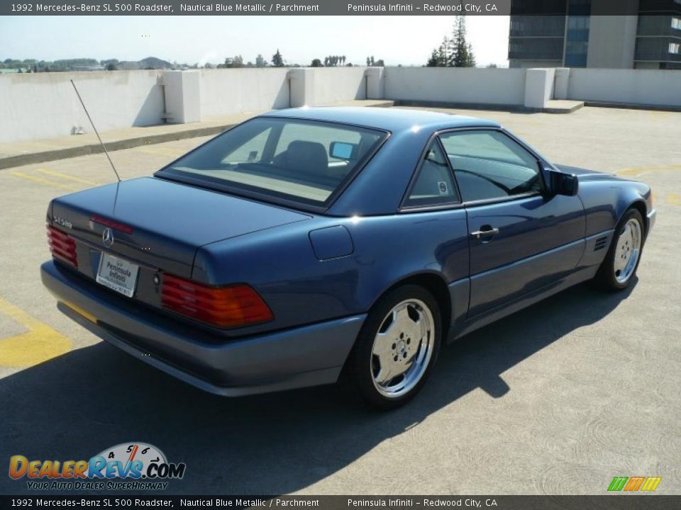 1992 Mercedes-Benz SL 500 Roadster Nautical Blue Metallic / Parchment Photo #7