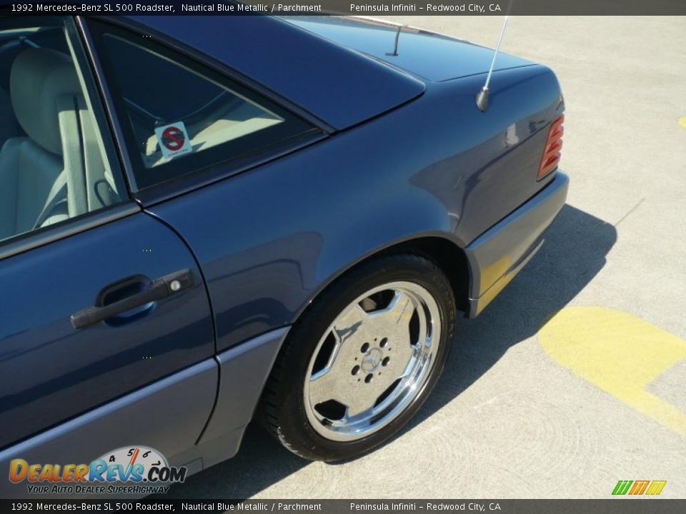 1992 Mercedes-Benz SL 500 Roadster Nautical Blue Metallic / Parchment Photo #11