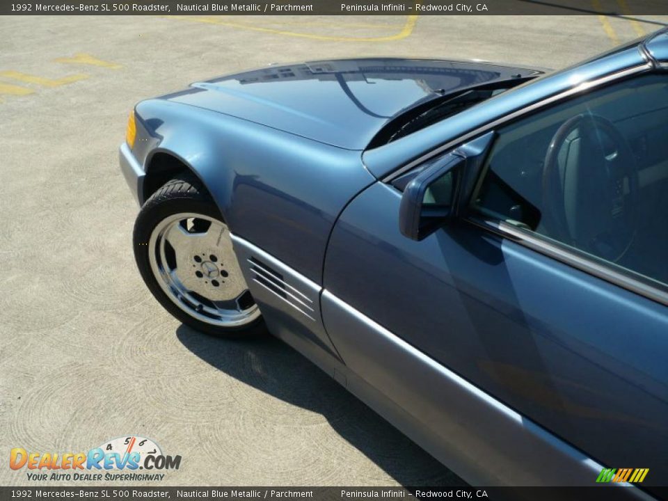 1992 Mercedes-Benz SL 500 Roadster Nautical Blue Metallic / Parchment Photo #12
