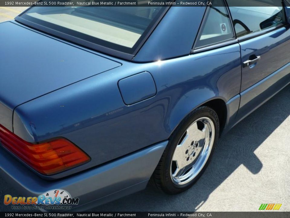1992 Mercedes-Benz SL 500 Roadster Nautical Blue Metallic / Parchment Photo #13