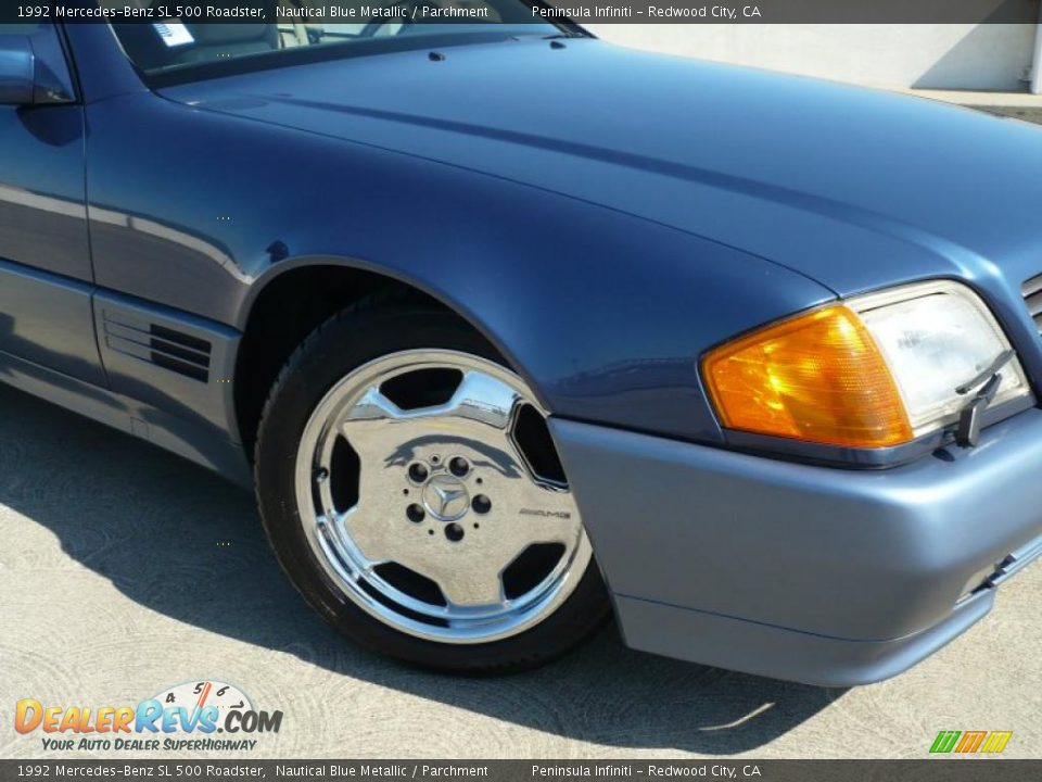 1992 Mercedes-Benz SL 500 Roadster Nautical Blue Metallic / Parchment Photo #14