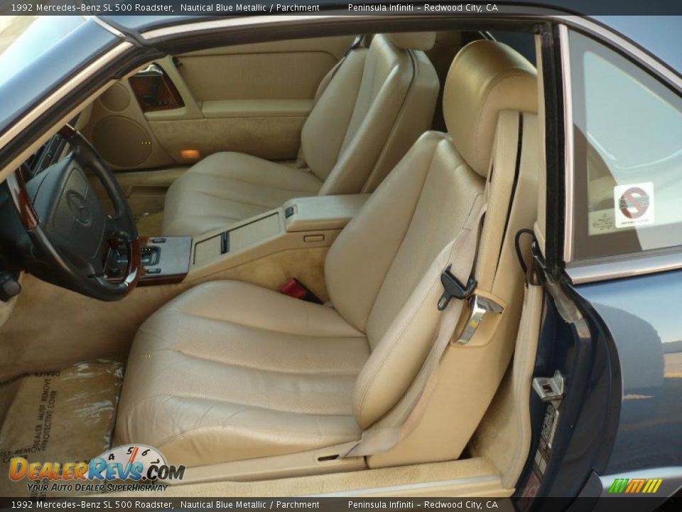 1992 Mercedes-Benz SL 500 Roadster Nautical Blue Metallic / Parchment Photo #16