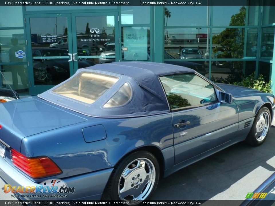 1992 Mercedes-Benz SL 500 Roadster Nautical Blue Metallic / Parchment Photo #28