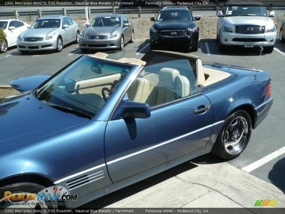 1992 Mercedes-Benz SL 500 Roadster Nautical Blue Metallic / Parchment Photo #30