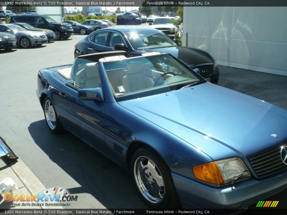 1992 Mercedes-Benz SL 500 Roadster Nautical Blue Metallic / Parchment Photo #31