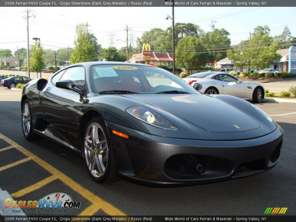 2006 Ferrari F430 Coupe F1 Grigio Silverstone (Dark Grey Metallic) / Rosso (Red) Photo #3