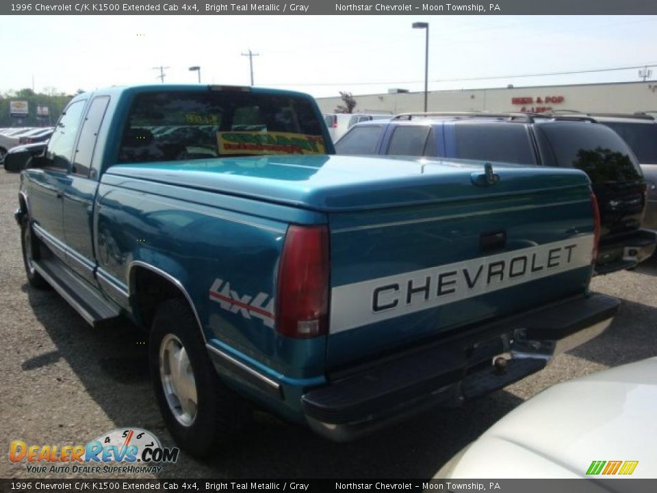 1996 Chevrolet C/K K1500 Extended Cab 4x4 Bright Teal Metallic / Gray Photo #4