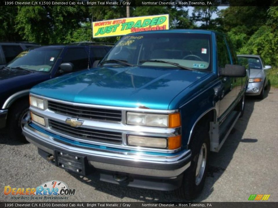 1996 Chevrolet C/K K1500 Extended Cab 4x4 Bright Teal Metallic / Gray Photo #5