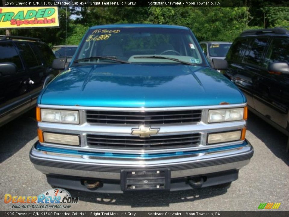 1996 Chevrolet C/K K1500 Extended Cab 4x4 Bright Teal Metallic / Gray Photo #6