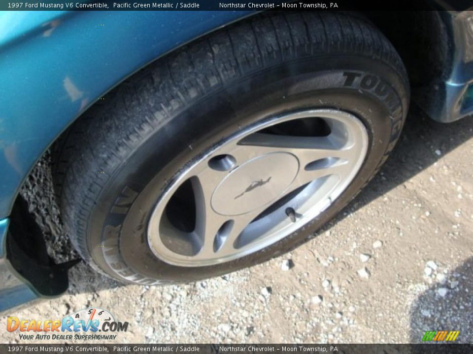 1997 Ford Mustang V6 Convertible Pacific Green Metallic / Saddle Photo #4