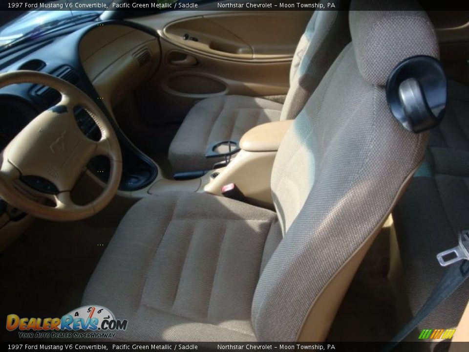 1997 Ford Mustang V6 Convertible Pacific Green Metallic / Saddle Photo #5