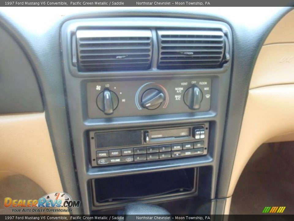 1997 Ford Mustang V6 Convertible Pacific Green Metallic / Saddle Photo #13