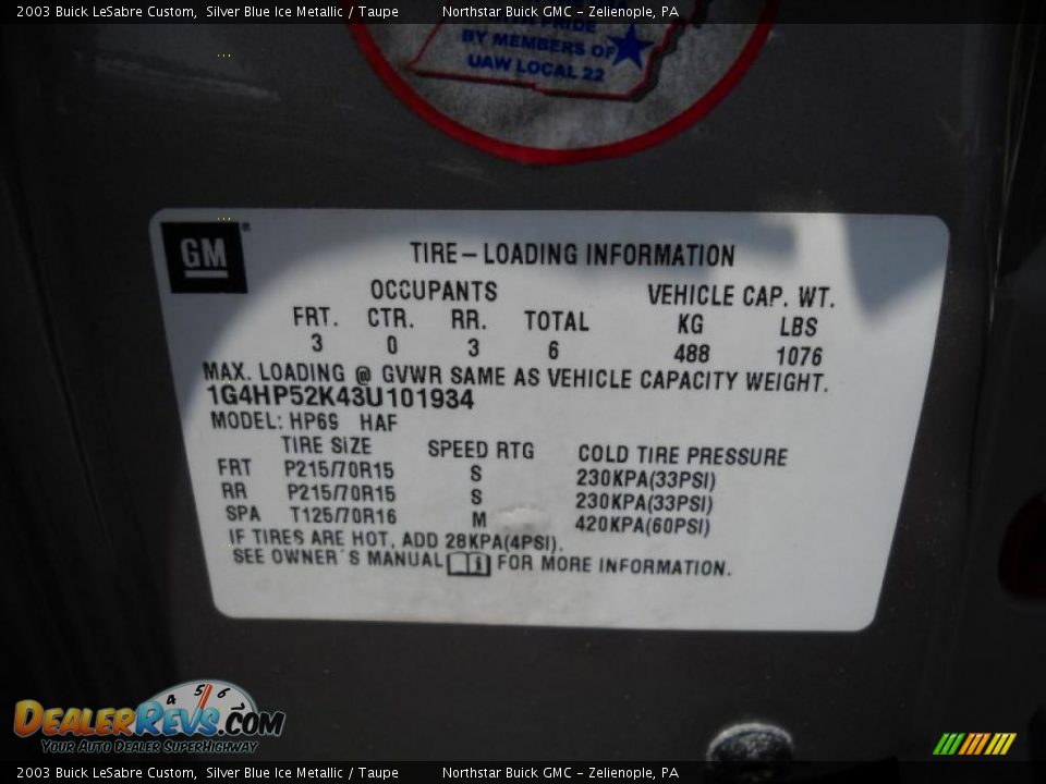 2003 Buick LeSabre Custom Silver Blue Ice Metallic / Taupe Photo #12