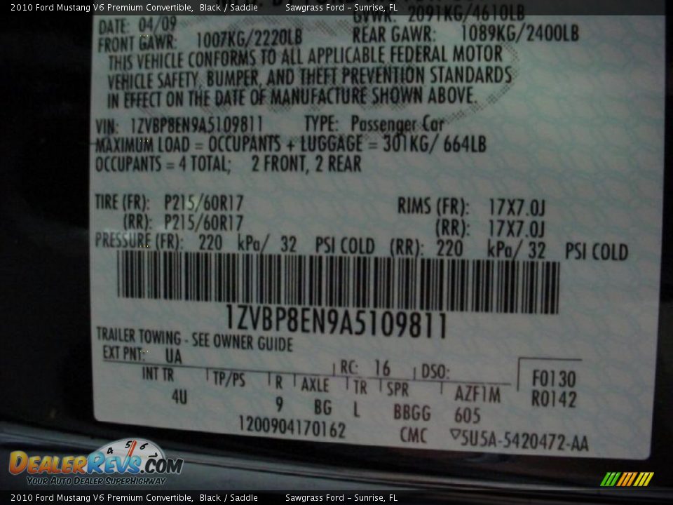 2010 Ford Mustang V6 Premium Convertible Black / Saddle Photo #25