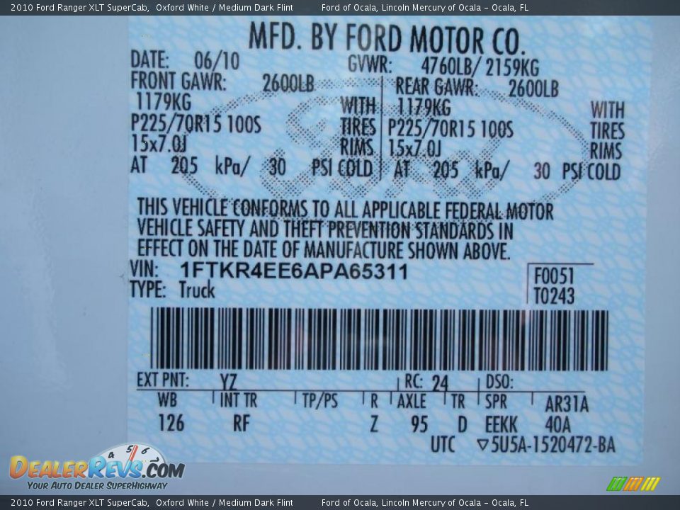2010 Ford Ranger XLT SuperCab Oxford White / Medium Dark Flint Photo #12