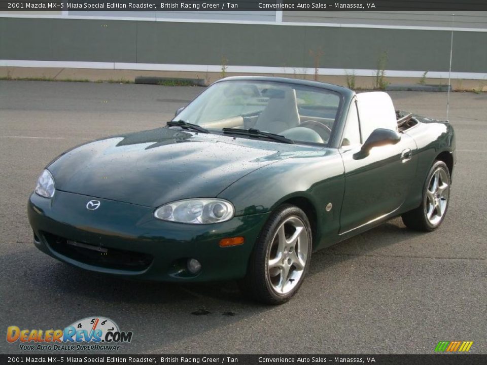 2001 Mazda MX-5 Miata Special Edition Roadster British Racing Green / Tan Photo #4