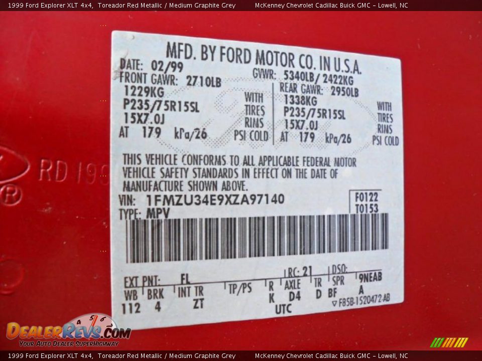 1999 Ford Explorer XLT 4x4 Toreador Red Metallic / Medium Graphite Grey Photo #6