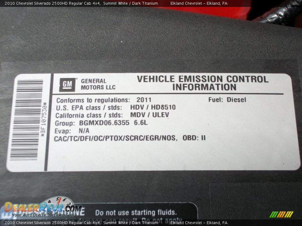 2010 Chevrolet Silverado 2500HD Regular Cab 4x4 Summit White / Dark Titanium Photo #29