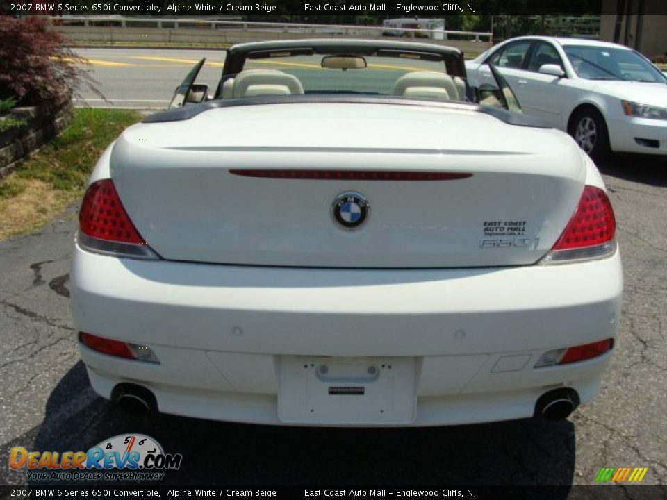 2007 BMW 6 Series 650i Convertible Alpine White / Cream Beige Photo #5