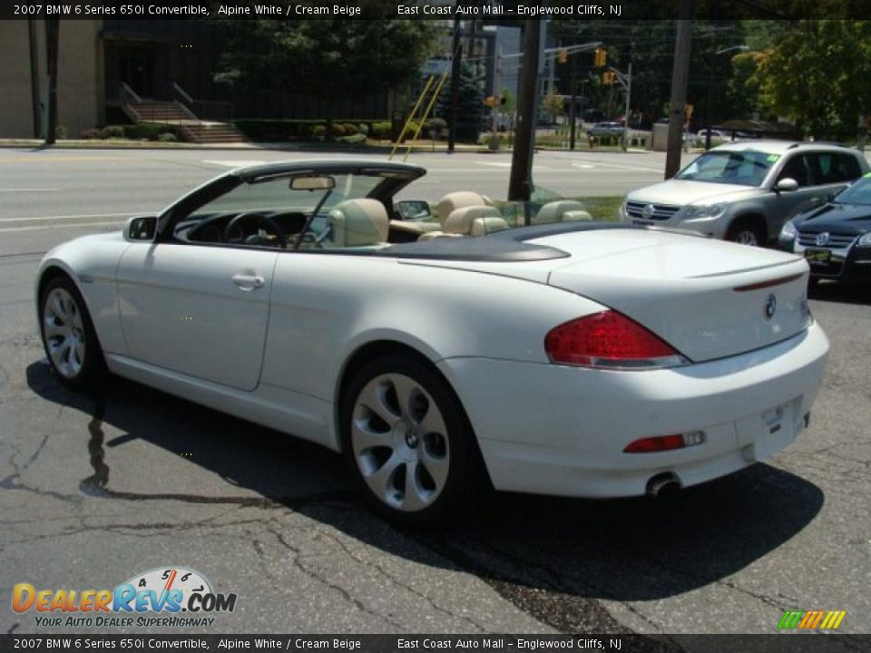 2007 BMW 6 Series 650i Convertible Alpine White / Cream Beige Photo #6