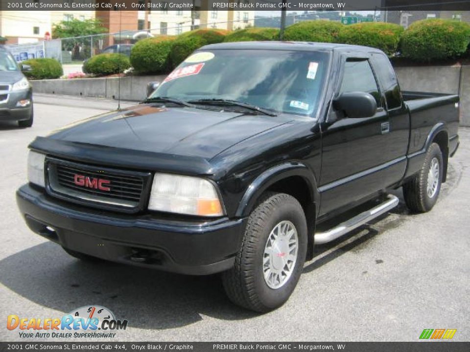 2001 GMC Sonoma SL Extended Cab 4x4 Onyx Black / Graphite Photo #3
