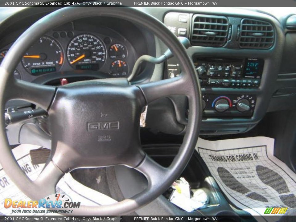 2001 GMC Sonoma SL Extended Cab 4x4 Onyx Black / Graphite Photo #12