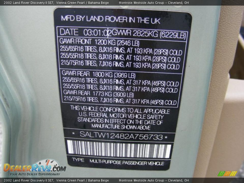 2002 Land Rover Discovery II SE7 Vienna Green Pearl / Bahama Beige Photo #35
