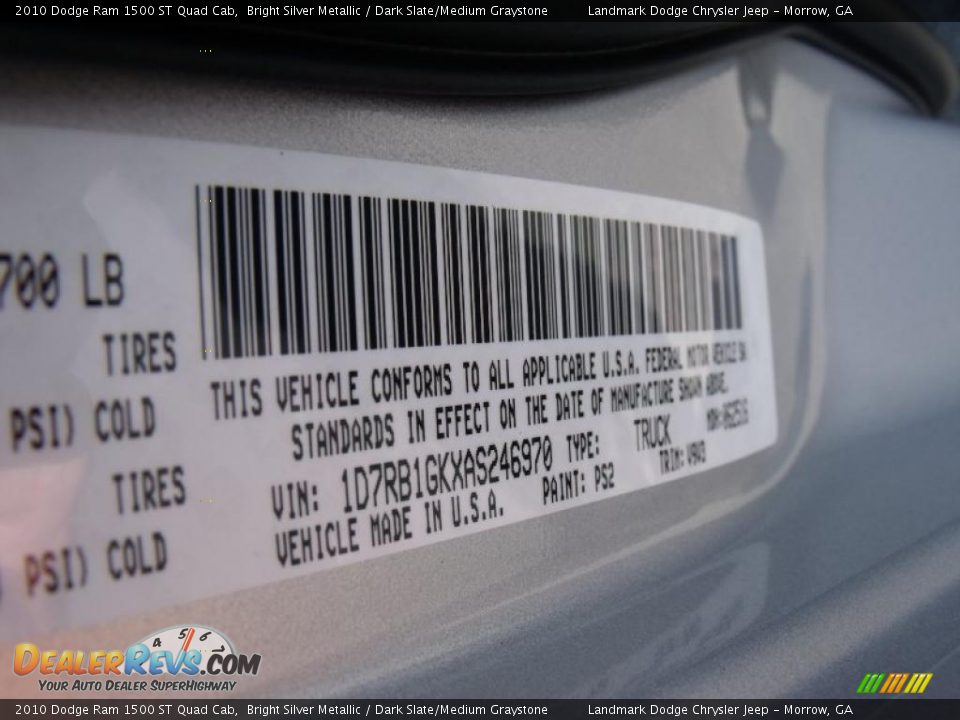 2010 Dodge Ram 1500 ST Quad Cab Bright Silver Metallic / Dark Slate/Medium Graystone Photo #14