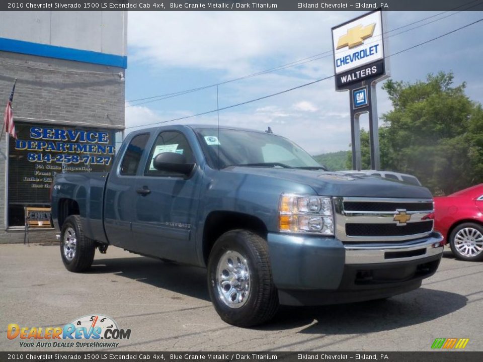 2010 Chevrolet Silverado 1500 LS Extended Cab 4x4 Blue Granite Metallic / Dark Titanium Photo #3