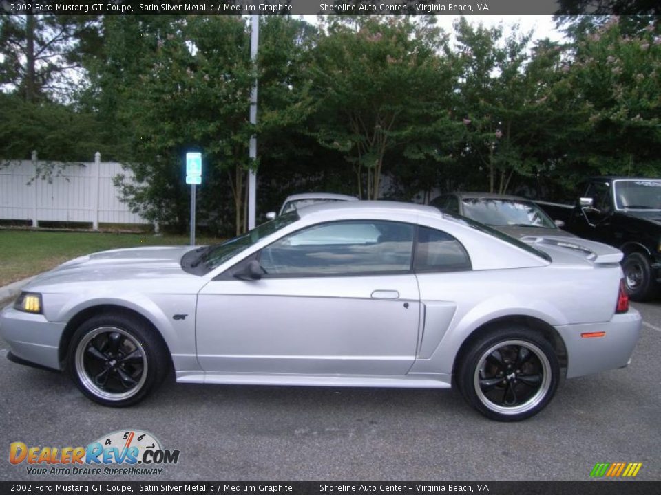 2002 Ford Mustang GT Coupe Satin Silver Metallic / Medium Graphite Photo #2