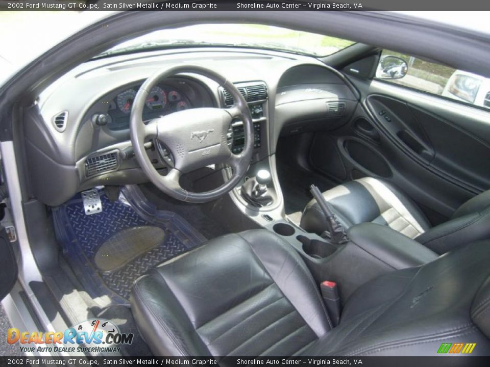 2002 Ford Mustang GT Coupe Satin Silver Metallic / Medium Graphite Photo #14